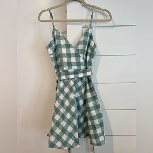 B Darlin green gingham mini dress